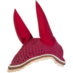 Bonnet anti-mouches Imperial Riding Italy de Luxe Rouge foncé / beige Bonnet anti-mouches Imperial Riding Italy de Luxe Rouge foncé / beige