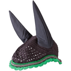 Bonnet anti-mouches Imperial Riding Italy de Luxe Gris / vert néon Bonnet anti-mouches Imperial Riding Italy de Luxe Gris / vert néon