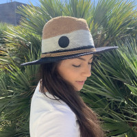 Chapeau Pénélope Rafia Caramel / blanc / noir Marron Chapeau Pénélope Rafia Caramel / blanc / noir Marron