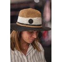 Chapeau Pénélope Rafia Caramel / blanc / noir Marron