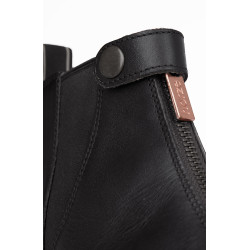 Boots cuir Rose fermeture éclair devant Horze Noir Boots cuir Rose fermeture éclair devant Horze Noir
