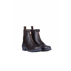 Boots cuir Rose fermeture éclair devant Horze Marron foncé