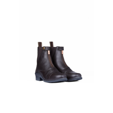 Boots cuir Rose fermeture éclair devant Horze Marron foncé