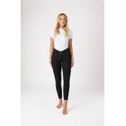 Léger pantalon à basanes cuir extensible Angelina femme Horze Noir Léger pantalon à basanes cuir extensible Angelina femme Horze Noir
