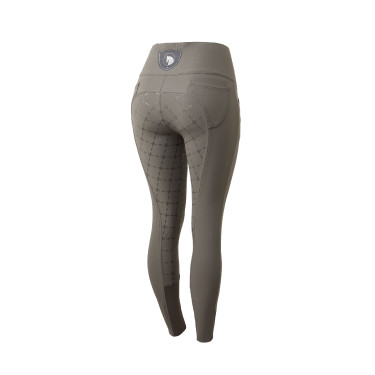 Broek met siliconen lederen zitvlak Désirée en hoge taille dames Horze Donkergrijs Castle Rock