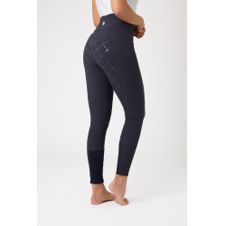 Broek met siliconen lederen zitvlak Désirée en hoge taille dames Horze Donker marineblauw