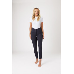 Broek met siliconen lederen zitvlak Désirée en hoge taille dames Horze Donker marineblauw
