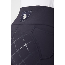 Broek met siliconen lederen zitvlak Désirée en hoge taille dames Horze Donker marineblauw