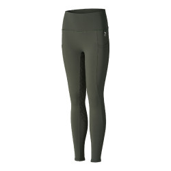 Leggings d'équitation de compression à fond intégral Gillian pour enfant Horze Vert kaki beetle