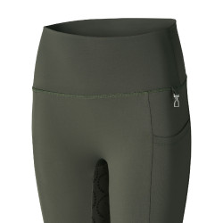 Leggings d'équitation de compression à fond intégral Gillian pour enfant Horze Vert kaki beetle