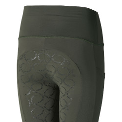 Leggings d'équitation de compression à fond intégral Gillian pour enfant Horze Vert kaki beetle