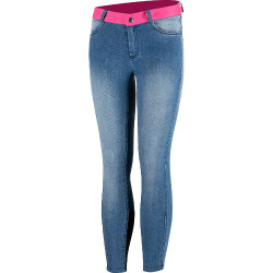Pantalon d'équitation Jean Fond intégral silicone Poppy enfant Horze Bleu Pantalon d'équitation Jean Fond intégral silicone Poppy enfant Horze Bleu