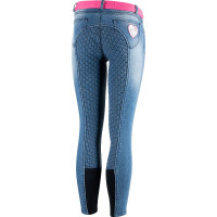 Paardrijbroek Jean Volledig siliconen zitvlak Poppy kind Horze Blauw Paardrijbroek Jean Volledig siliconen zitvlak Poppy kind Horze Blauw