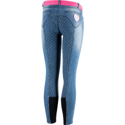 Pantalon d'équitation Jean Fond intégral silicone Poppy enfant Horze Bleu Pantalon d'équitation Jean Fond intégral silicone Poppy enfant Horze Bleu