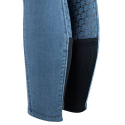 Pantalon d'équitation Jean Fond intégral silicone Poppy enfant Horze Bleu Pantalon d'équitation Jean Fond intégral silicone Poppy enfant Horze Bleu