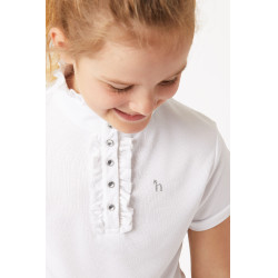 Polo de concours manches courtes à volants Christel enfant Horze Blanc