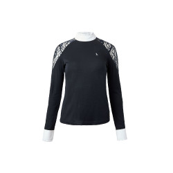 Wedstrijdpolo met lange mouwen van kant Sylvie Horze Donker marineblauw Wedstrijdpolo met lange mouwen van kant Sylvie Horze Donker marineblauw