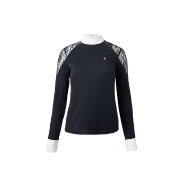 Wedstrijdpolo met lange mouwen van kant Sylvie Horze Donker marineblauw Wedstrijdpolo met lange mouwen van kant Sylvie Horze Donker marineblauw