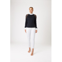 Wedstrijdpolo met lange mouwen van kant Sylvie Horze Donker marineblauw Wedstrijdpolo met lange mouwen van kant Sylvie Horze Donker marineblauw