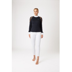 Wedstrijdpolo met lange mouwen van kant Sylvie Horze Donker marineblauw Wedstrijdpolo met lange mouwen van kant Sylvie Horze Donker marineblauw