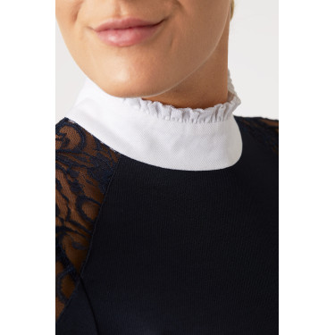 Wedstrijdpolo met lange mouwen van kant Sylvie Horze Donker marineblauw Wedstrijdpolo met lange mouwen van kant Sylvie Horze Donker marineblauw