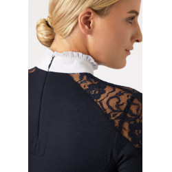 Wedstrijdpolo met lange mouwen van kant Sylvie Horze Donker marineblauw Wedstrijdpolo met lange mouwen van kant Sylvie Horze Donker marineblauw