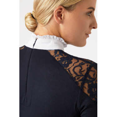 Wedstrijdpolo met lange mouwen van kant Sylvie Horze Donker marineblauw Wedstrijdpolo met lange mouwen van kant Sylvie Horze Donker marineblauw