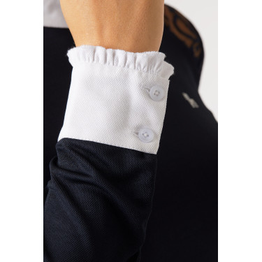 Wedstrijdpolo met lange mouwen van kant Sylvie Horze Donker marineblauw Wedstrijdpolo met lange mouwen van kant Sylvie Horze Donker marineblauw