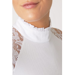 Polo de concours en dentelle à manches longues Sylvie Horze Blanc