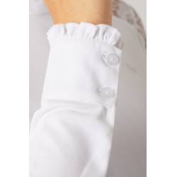 Polo de concours en dentelle à manches longues Sylvie Horze Blanc