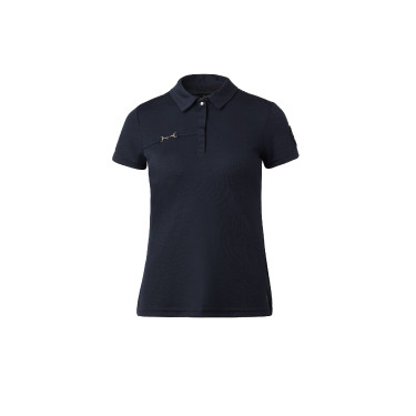 Functioneel poloshirt met korte mouwen Denise dames Horze Donker marineblauw