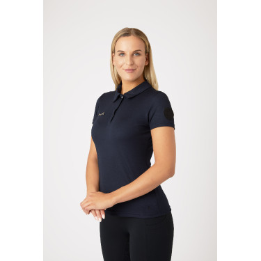Functioneel poloshirt met korte mouwen Denise dames Horze Donker marineblauw