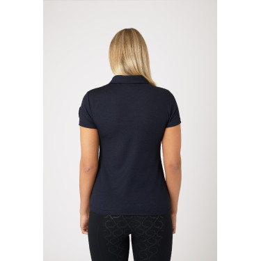 Functioneel poloshirt met korte mouwen Denise dames Horze Donker marineblauw