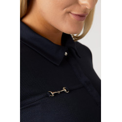 Functioneel poloshirt met korte mouwen Denise dames Horze Donker marineblauw