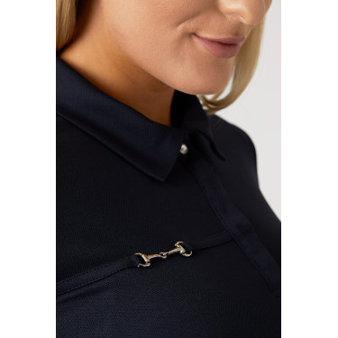 Functioneel poloshirt met korte mouwen Denise dames Horze Donker marineblauw