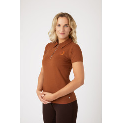 Polo Amy coton extensible manches courtes femme Horze Tabac Marron Polo Amy coton extensible manches courtes femme Horze Tabac Marron