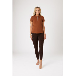 Polo Amy coton extensible manches courtes femme Horze Tabac Marron Polo Amy coton extensible manches courtes femme Horze Tabac Marron