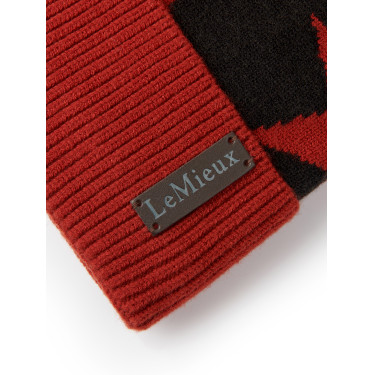 Cuffia con pompon LeMieux Sasha Sienna Rood