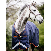 Couverture Horseware Rambo Original 100g avec Leg Arches Marine / orange