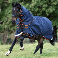 Couverture Horseware Rambo Supreme 1000D Turnout 50g Marine / orange Bleu Couverture Horseware Rambo Supreme 1000D Turnout 50g Marine / orange Bleu