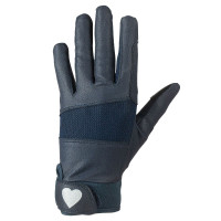 Kindergloves Horze met glinsterende hartjesprint Donker marineblauw Kindergloves Horze met glinsterende hartjesprint Donker marineblauw