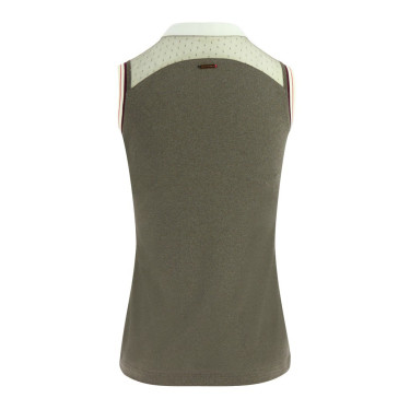 Polo femme Equithème Smoff sans manches Fer Beige