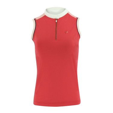 Polo femme Equithème Smoff sans manches Fuchsia Rose