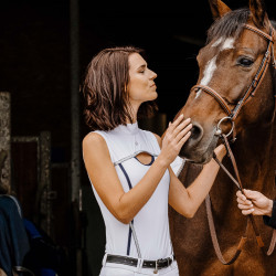 Polo Equithème Puebla zonder mouwen Wit / grijs