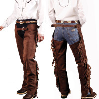 Western Lakota chaps van suède met franjes Zwart