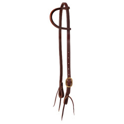 Bridon western 1 oreille Pool's cuir huilé cuir rond boucle en laiton Marron