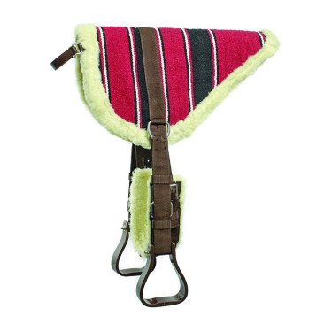 Tapis de monte à cru navajo Lakota avec étriers et sangle Noir / rouge