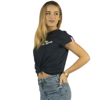Dames T-shirt Lamia Flags & Cup Marineblauw