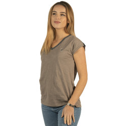 T-Shirt femme Janina Flags & Cup Taupe Marron