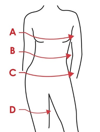 Illustration du guide des tailles pour Veste concours équitation femme Harcour